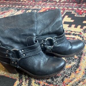 Frye Black Leather Heeled Boots
